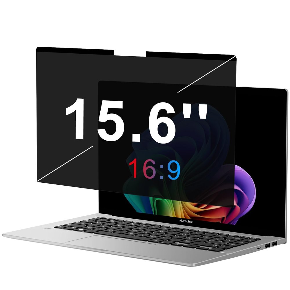 OMOTON Magnetic Laptop Privacy Screen 15.6 Inch 16:9, Anti-Spy Filter, Matte Anti Glare Blue Light Protector, Easy Install & Remove