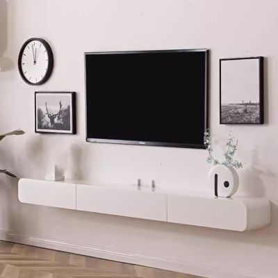 Black/White Floating TV Unit Wall-Mounted TV Cabinet Media Console Entertainment Center wirh Storage for Living Room Creative idea(White,200cm)