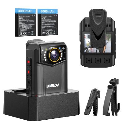 BOBLOV Body Camera 4K B4K6 with 2PCS 3000mAh Batteries, 128GB Body Cam with GPS Tracking, and Convenient Charging Dock  8-10 Hours Recording for Law Enforcement, Outdoor Adventures
