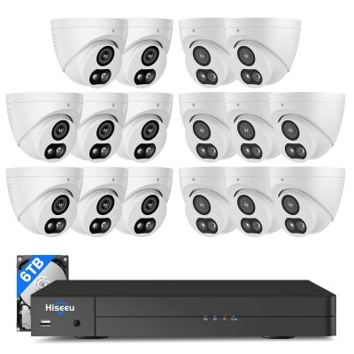 6TB HDD Hiseeu 12MP NVR Security Camera System, 16 Pcs 4K/8MP Wired PoE Security Cameras, 121Wide View, 2 Way Audio, Color Night Vision, Human Vehicle Detect, Home CCTV Surveillance Outdoor&Indoor