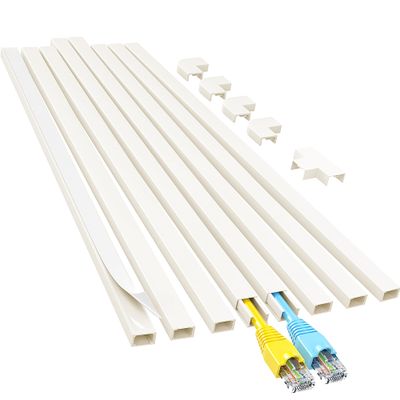Yecaye Cord Hider, 113in Beige Cord Covers for Wires on Wall, One-Cord Cord Organizer, Easy Install Cable Management Kit, Cable Hider Home Office, W0.59in H0.4in, Beige