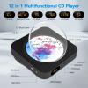 CD Player Portable, Bluetooth CD Players for Home with Remote Control HiFi Stereo LED Display Timer FM Radio AUX/USB/TF Jack, Music CD Player with Speakers Desktop Boombox for Office Kids Gift Black view 2
