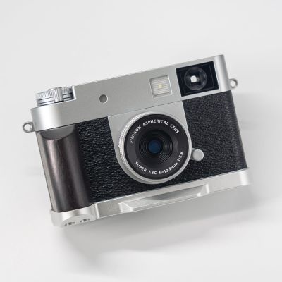 Handmade Wooden Handle Grip L Plate Alloy Base for Xhalf X-Half Camera Holder (Ebony + Silver Base)