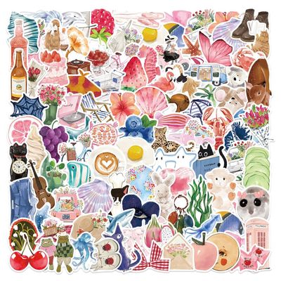 100PCS Aesthetic Stickers Pack, Cute Aesthetic Watercolor Stickers for Water Bottle Scrapbook, Waterproof Vinyl Decals for Laptop Journal Skateboard Party Favors (Watercolor)