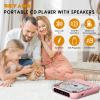 Portable CD Player with Bluetooth, Rechargeable CD Player for Home/Car, Built-in HiFi Speakers, Headphones, LCD Screen, Supports CD/AUX/USB and Repeat Modes, Pink view 2