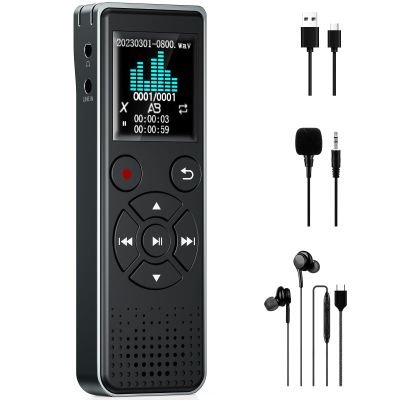128GB Digital Voice Recorder Voice Activated Recorder for Lectures, Meetings, Interviews - Sound Audio Recorder Dictaphone Recording Device with Playback,MP3 Player,Type C