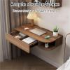 Wall Mounted Floating Laptop Desk with Drawer Hanging Workstation Floating Night Stand for Office Entryway,Living Room view 3
