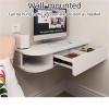 Wall Mounted Floating Laptop Desk with Drawer Hanging Workstation Floating Night Stand for Office Entryway,Living Room view 4