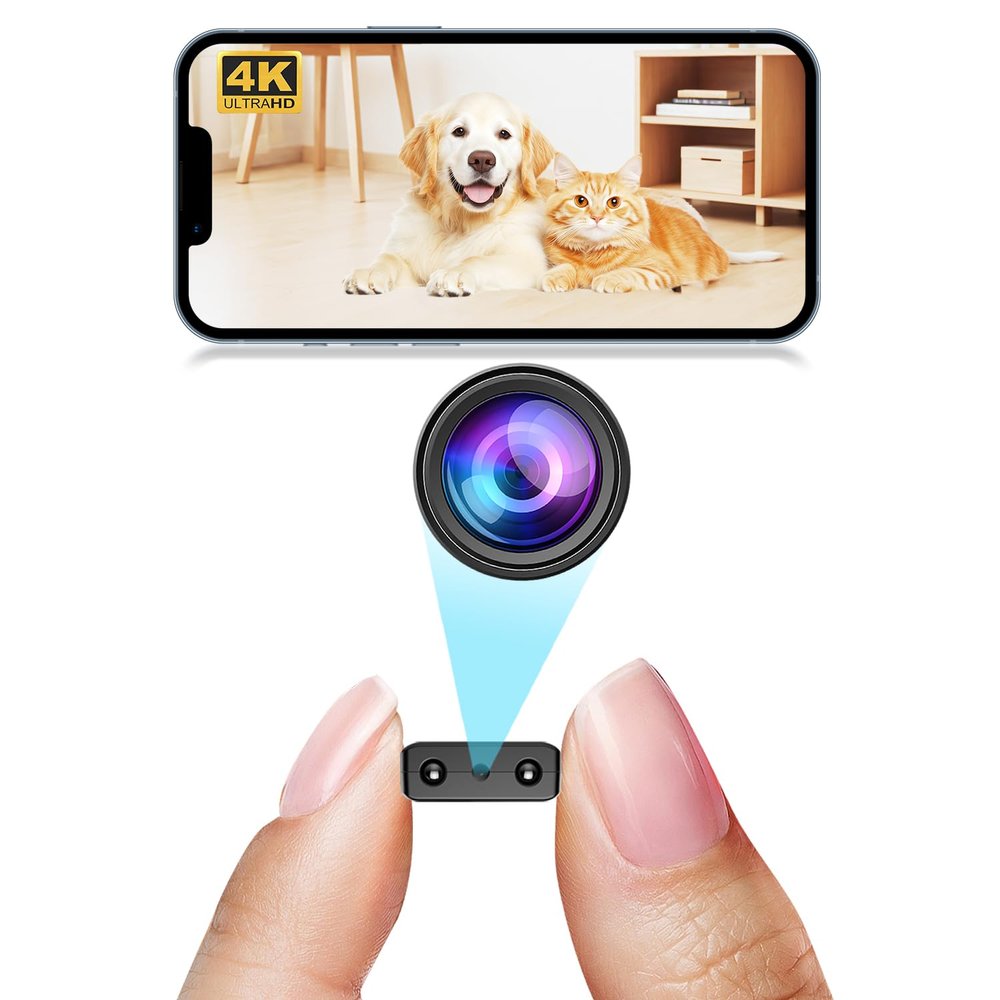 Smallest New Wireless WiFi HD 4K Mini Camera, Mobile Remote Baby Monitor, Pet Hidden Camera with Night Vision, Motion Detection & Cloud Storage with iOS Android Security Apps 64G Memory Card