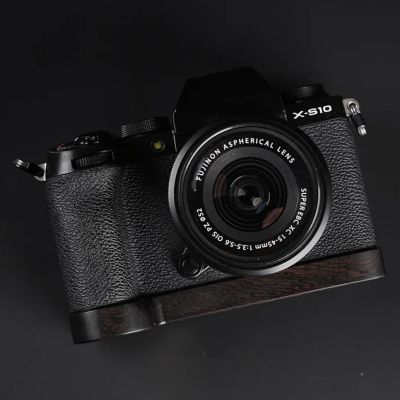 Camera cage Base Wood Hand Grip Holder, for Fujifilm XS10 Camera, Solid Wood Red Sandalwood Handle Base Ebony Rosewood Grip (Black Solid Wood)