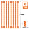 8PCS 12-Inch Silicone Cable Ties, Bendable Rubber Twist Ties, Reusable Twist Ties for Cords, gear ties for Organizing, Bundling (Orange) view 2