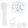 100 Sets Cable Zip Tie Mounts Kit- 3/4" Adhesive Cable Base Holder Mounting Squares and 6" White Nylon Zip Ties Outdoor Sticky Wire Fasteners Clips Cable Management Anchor Organizer view 1