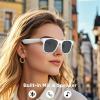 leingee Bluetooth Audio Smart Glasses, Touch Control Hands-Free Calls, Open Ear Sound Mic &Speakers, Magnetic Charging and Outdoor UV Protection for Women Men (White) view 3