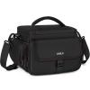 ANILD DSLR Gadget Bag, Crossbody Camera Bag for Photographers, Solid Water-resistant Travel Photography Camera Messenger Bag with Tripod Holder, Black with Red Interior view 1