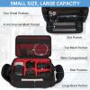 ANILD DSLR Gadget Bag, Crossbody Camera Bag for Photographers, Solid Water-resistant Travel Photography Camera Messenger Bag with Tripod Holder, Black with Red Interior view 3