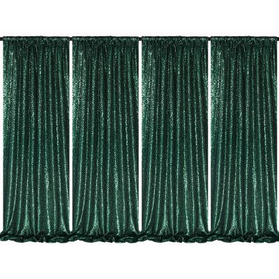 B-COOL Emerald Green Sequin Backdrop Curtains 4 Packs 2ftx8ft Sparkle Backdrop Fabric Glitter Backdrop for Party Ceremony Wedding Birthday Decoration