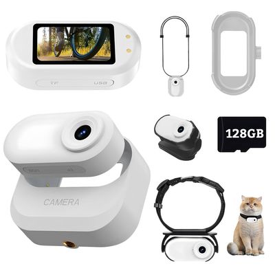 BEUDUOQI Mini Body Camera, 1080p HD Wearable Thumb Size Cam with Charging Case, Portable 1.47in Screen Magnetic Sports Cam, Mount Anywhere, Small POV Camcorder for Pets, Cycling, Vlogging,White,128GB