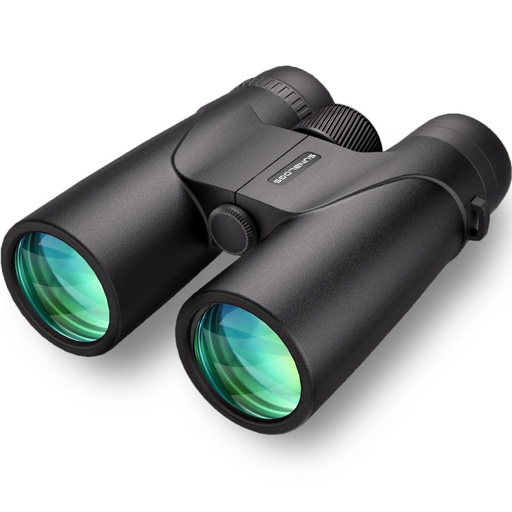 12x42 HD Binoculars for Adults Waterproof, Lightweight, Clear Low Light Vision with BAK4 Prism & FMC Lens for Bird Watching, Travel, Concerts & Outdoor Sports (Black)