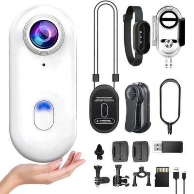 4K HD Mini Body Camera, Wearable Action Body Cam, Thumb Size Hands Free Recording Body Worn Camera, Pocket Action Cam with Mount Anywhere for Work, Travel, Pet Walking, Outdoors Activities,White,128GB