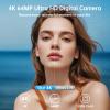 4K Digital Camera for Photography with WiFi, 2025 Latest Auto-Focus Vlogging Camera for YouTube Video 3'' 180 Flip Screen Travel Cameras 16X Zoom Anti-Shake 4K Cameras with SD Card, 2 Batteries view 2