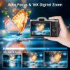 4K Digital Camera for Photography with WiFi, 2025 Latest Auto-Focus Vlogging Camera for YouTube Video 3'' 180 Flip Screen Travel Cameras 16X Zoom Anti-Shake 4K Cameras with SD Card, 2 Batteries view 4