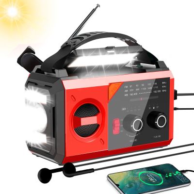 20000mAh/74000mWh Solar Hand Crank Emergency Radio - AM/FM/NOAA Weather Alert, Portable Power Bank, 3-Mode Flashlight & Reading Lamp, SOS Alarm, Phone Charger for Outdoor/Camping/Emergency(Red)