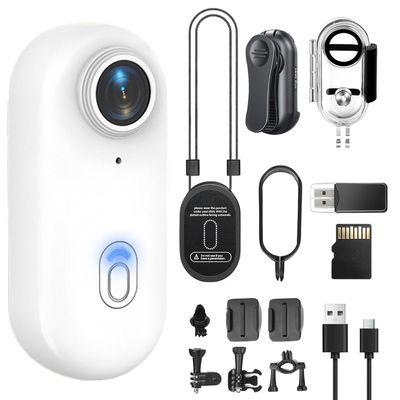 4K HD Mini Body Camera, Wearable Action Body Cam, Thumb Size Hands Free Recording Body Worn Camera, Pocket Action Cam with Mount Anywhere for Work, Travel, Pet Walking, Outdoors Activities,White,64GB