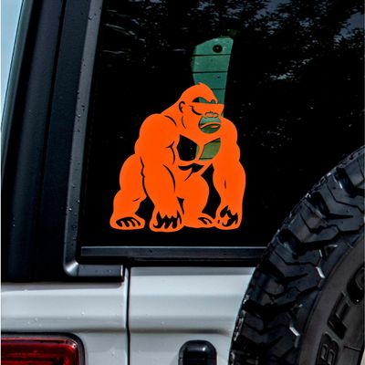 No Background - Waterproof Car Sticker Decal of Gorilla for Laptops, Water Bottles, Cars, Trucks, Wall Ideal Gift (2 Pcs Pastel Orange, 2.8'' x 3.1'') |K15930PO