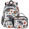 Adornori Hedgehog Large Backpack Set with Lunch Box Lightweight Water Resistant Flower Travel Laptop Backpacks Casual Daypacks view 1