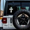 No Background - Waterproof Car Sticker Decal of Vintage Cross for Laptops, Water Bottles, Cars, Trucks, Wall Ideal Gift (2 Pcs White, 10.0'' x 13.9'') |K15896WH view 2