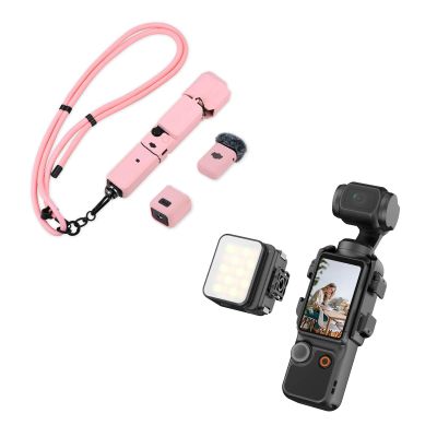 Flymile Silicone Cover & Lanyard, Protective Case Crossbody Strap for DJI OSMO Pocket 3 Magnetic Mini LED Light Accessories, 8700K Adjustable Fill Video Light