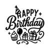 No Background - Waterproof Car Sticker Decal of Happy Birthday for Laptops, Water Bottles, Cars, Trucks, Wall Ideal Gift (2 Pcs Black, 11'' x 11.1'') |K15766BL view 1
