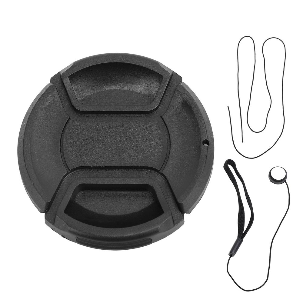 Pilipane Camera Lens Cover Professional Dust Proof Scratch Center Pinch Design Lens Protector with Anti Loss Rope for DSLR Mirrorless Cameras ABS Plastic 1 Cover 2 Ropes (52mm)