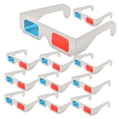 Beavorty 10Pcs Red Blue Glasses for Movies Games Anaglyph Viewing Glasses for Home Theater for Family Compatible with Projectors Screens