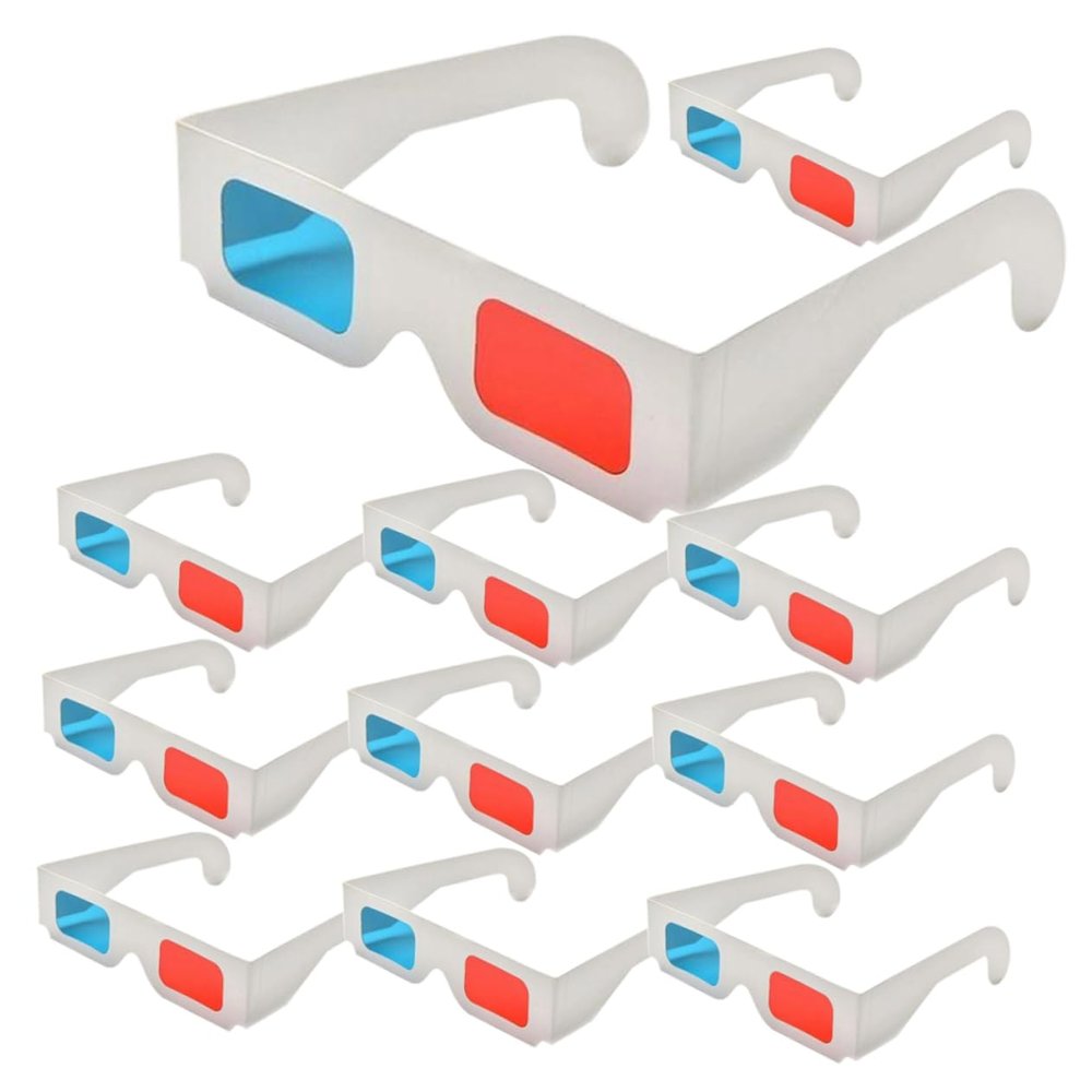 Beavorty 10Pcs Red Blue Glasses for Movies Games Anaglyph Viewing Glasses for Home Theater for Family Compatible with Projectors Screens