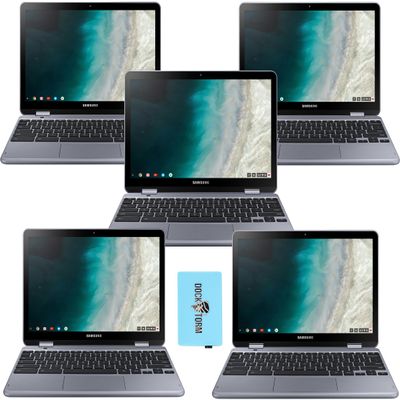 Samsung Chromebook Plus V2 Light Titan 2-in-1 Laptop (Celeron 3965Y, 4GB RAM, 64GB eMMC SSD, Intel HD 615, 12.2" Touch Full HD (1920x1080), Webcam, Chrome OS) with Dock and Wireless Mouse (5 Pack)