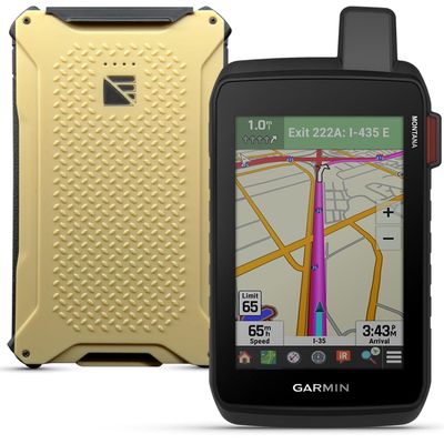 Garmin Montana 710i Rugged GPS Touchscreen Navigator, Dark Energy Poseidon Pro Charger, Desert Tan