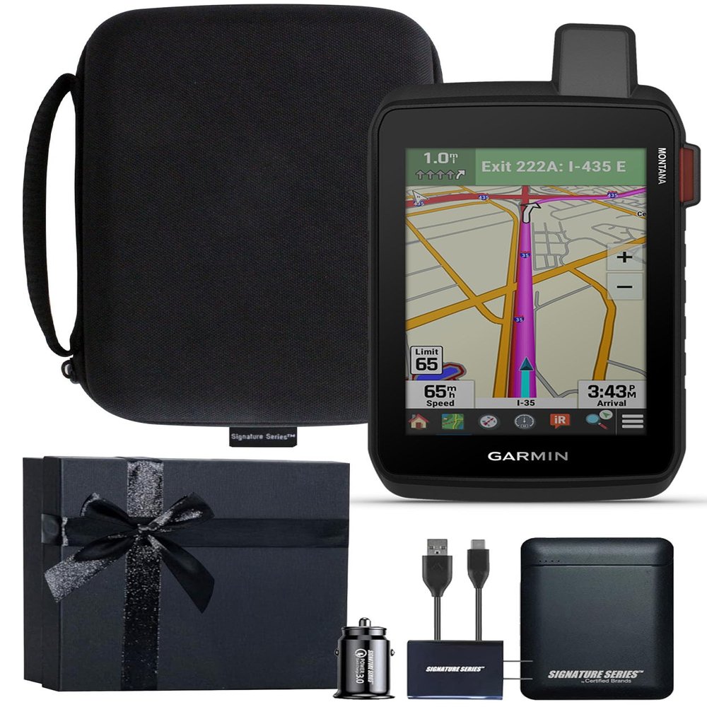 Garmin Montana 710i Rugged GPS Handheld Navigator | inReach for SOS & 2-Way Texting, 5 Touchscreen, Satellite Imagery, Topographical Maps for Roads or Trails | Signature Series Gift Bundle
