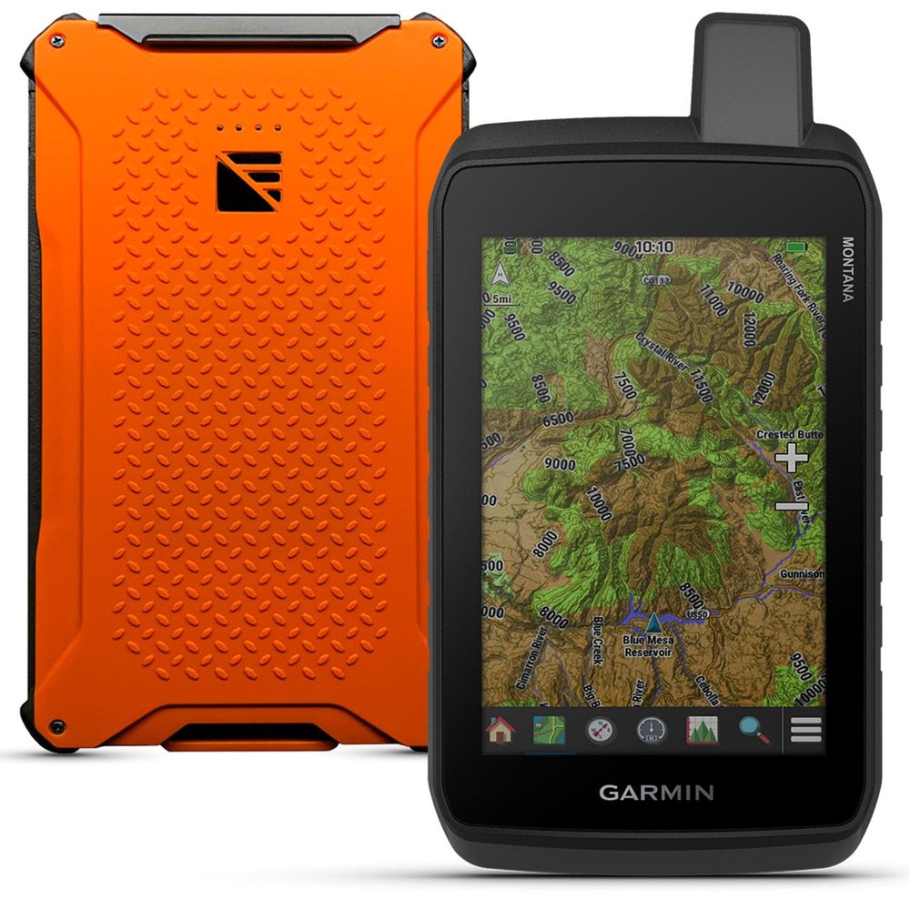 Garmin Montana 710 Rugged GPS Handheld Navigator | Large 5-inch Glove-Friendly Touchscreen, Satellite Imagery, Mapping for Routing on Roads/Trails | with Dark Energy Poseidon Pro, Hi-Vis Orange