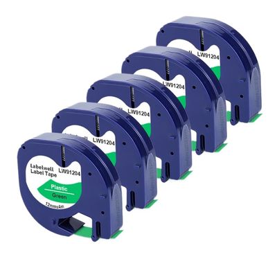 12mm LT Tape 5/10PK 91201 Compatible with Label Tape 12267 91200 91202 Works with LT100H LT100T QX-50 Label Printer(Black on Green)