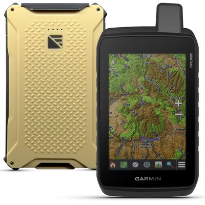 Garmin Montana 710 Rugged GPS Touchscreen Navigator, Dark Energy Poseidon Pro Charger, Desert Tan
