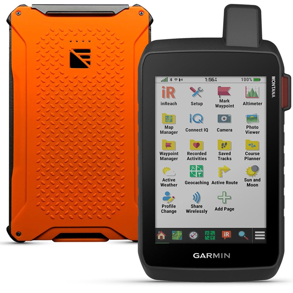 Garmin Montana 760i Rugged GPS Handheld Navigator | inReach for SOS & 2-Way Texting, 5 Touchscreen, Camera, Satellite Imagery, Mapping for Roads/Trails | with Dark Energy Poseidon Pro, Hi-Vis Orange