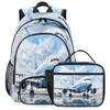 Adornori Airplanes Printed Large Backpack Set with Lunch Box Lightweight Water Resistant Travel Laptop Backpacks Casual Daypacks view 1