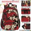 Adornori Red Floral Cherry Blossom Large Backpack Set with Lunch Box Lightweight Water Resistant Travel Laptop Backpacks Casual Daypacks view 2