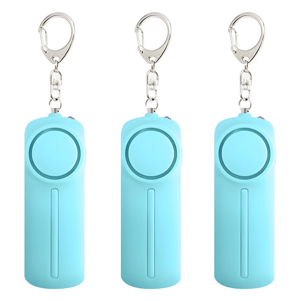 3 Personal Protection Alarm Keychains, 130 Db Siren, Led Light Feature, Abs Material for Longevity, Portable Security Tool, Blue