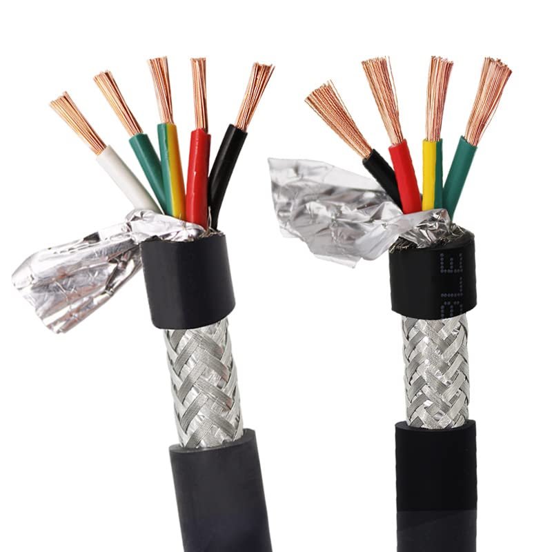 4/5-core 12-26AWG Shielded Wire Anti-Interference Pure Copper RVVP Shielded Wire Control Wire 1-Meter Signal Wire(20 AWG,4 cores)
