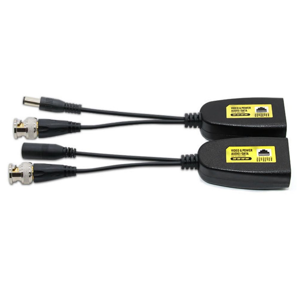 2PCS BNC RJ45 DC5.5/2.1 Twisted Pair Transmitter 3-Level Thunder-Proof Protection for AHD CVI TVI CVBS Security Camera
