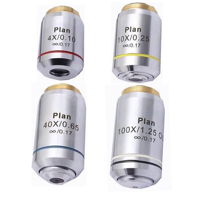 1pc 4X 10X 20X 40X 60X100X L=195 Infinity Plan Achromatic Objective Lens for Medical Bio-Microscope Biological Microscope 20.2mm(4X10X40X100X)