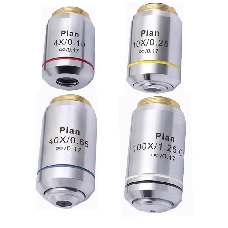 1pc 4X 10X 20X 40X 60X100X L=195 Infinity Plan Achromatic Objective Lens for Medical Bio-Microscope Biological Microscope 20.2mm(4X10X40X100X)
