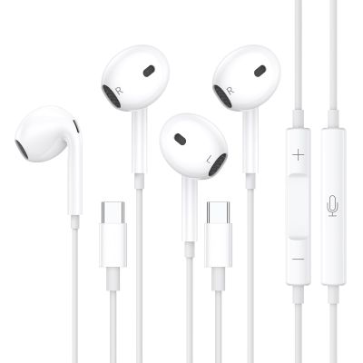 2 Packs USB C Wired Headphones for iPhone 16/15 Pro Max Plus, Type C Earbuds with Mic & Volume Control Nosie Reduction, Earphones HiFi Stere for iPad Pro, Galaxy S23/S22/S21/S20/Ultra Note 10/20.